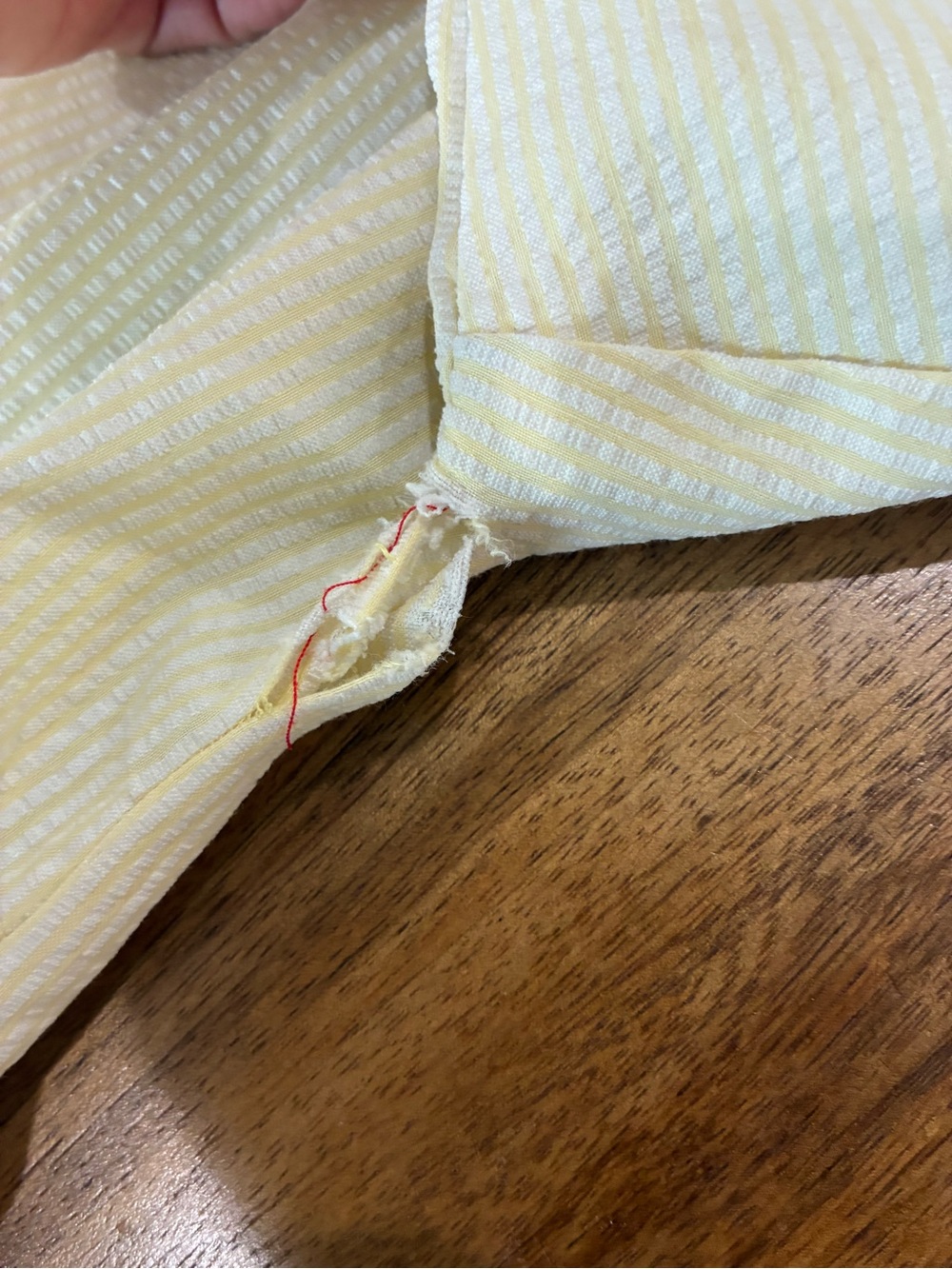 Vintage Yellow & White Seersucker Midi Dress Cottagecore Button Front Pockets M - Picture 4 of 9